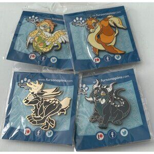 Fursona Pins Dragon & Fantasy Animal Lot 4 Enamel Pin Set Pins New
